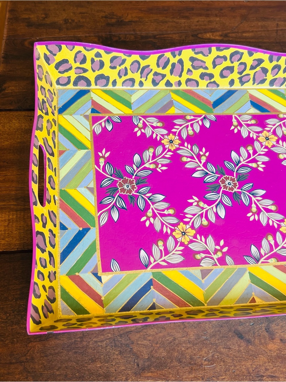 MacKenzie-Childs Paradise Handled hand painted toleware tray
